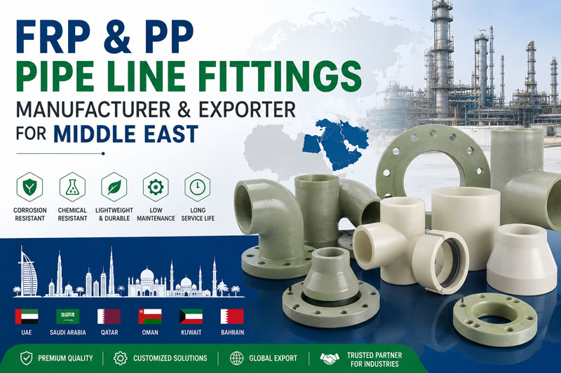 Industrial FRP & PP Pipe Line Fittings Manufacturer & Exporter for Middle East